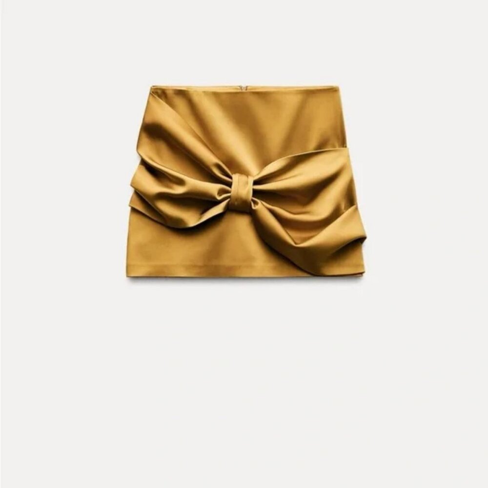 ZARA SATIN EFFECT BOW SKIRT ZW COLLECTION